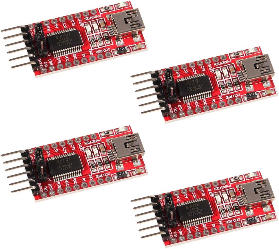 AITRIP 4pcs 3.3V 5V FT232RL FTDI Mini USB to TTL Serial Converter Adapter Module for Arduino Mini Port