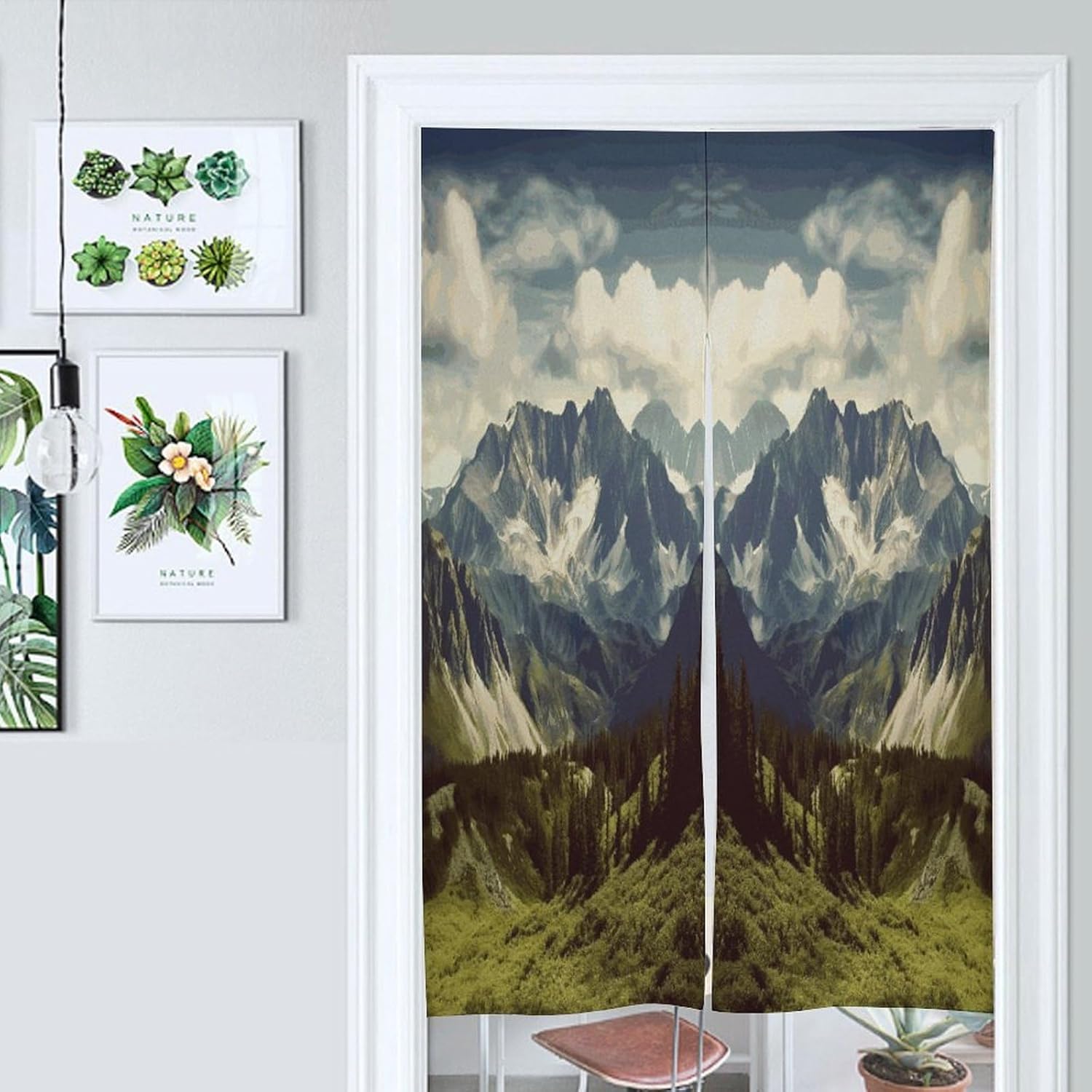 Mountains Scenery Door Curtain Printed Doorway Noren Japanese Style Doorway Room Divider Curtains for Privacy Partition Divider Kitchen Home Decorations Wall Hanging