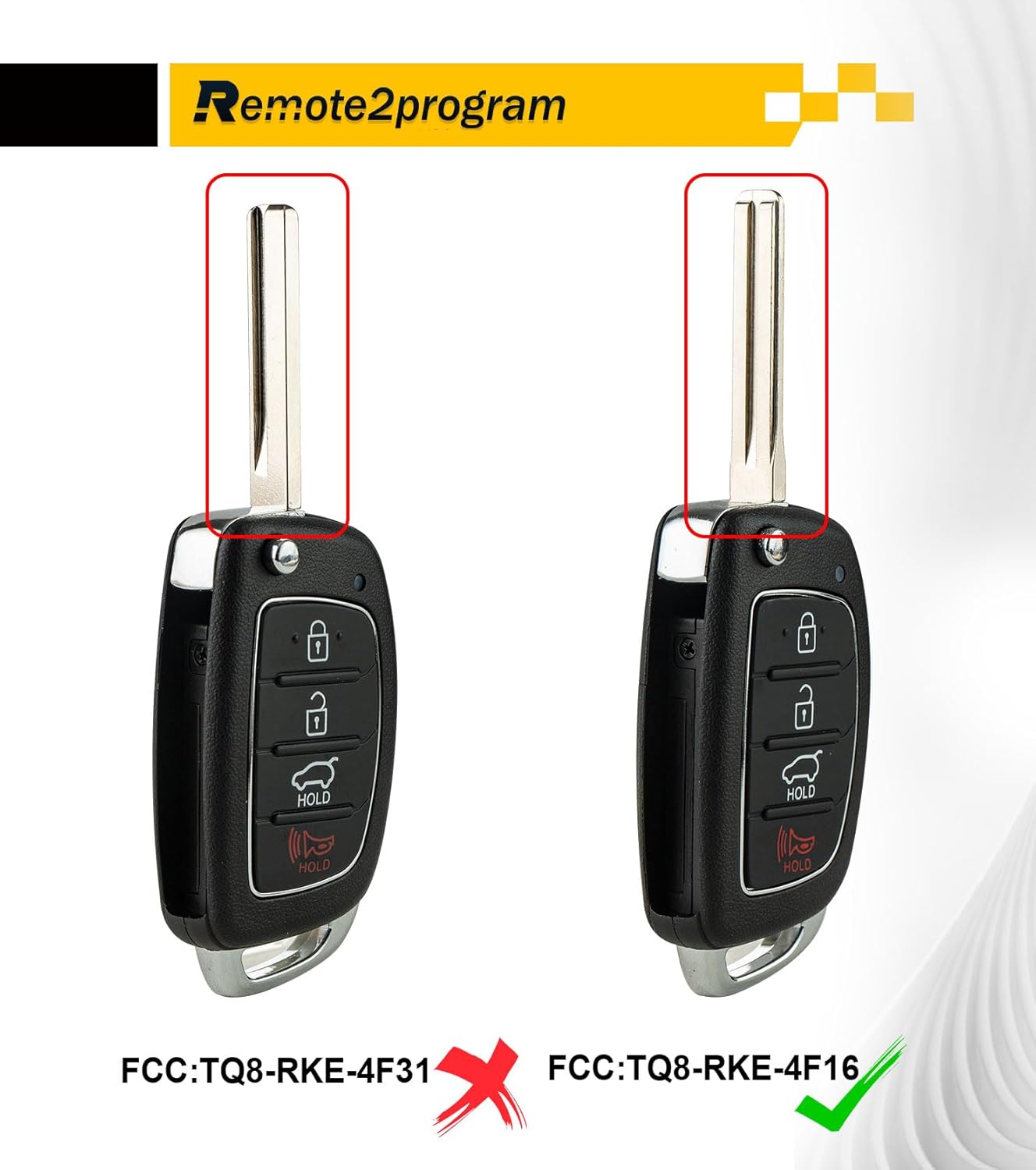 Self Programmable Car Key Fob Keyless Entry TQ8-RKE-4F16 Replacement for 2015-2017 Hyundai Sonata 433MHZ (4 BTN/TQ8-RKE-4F16 self programmable Remote)