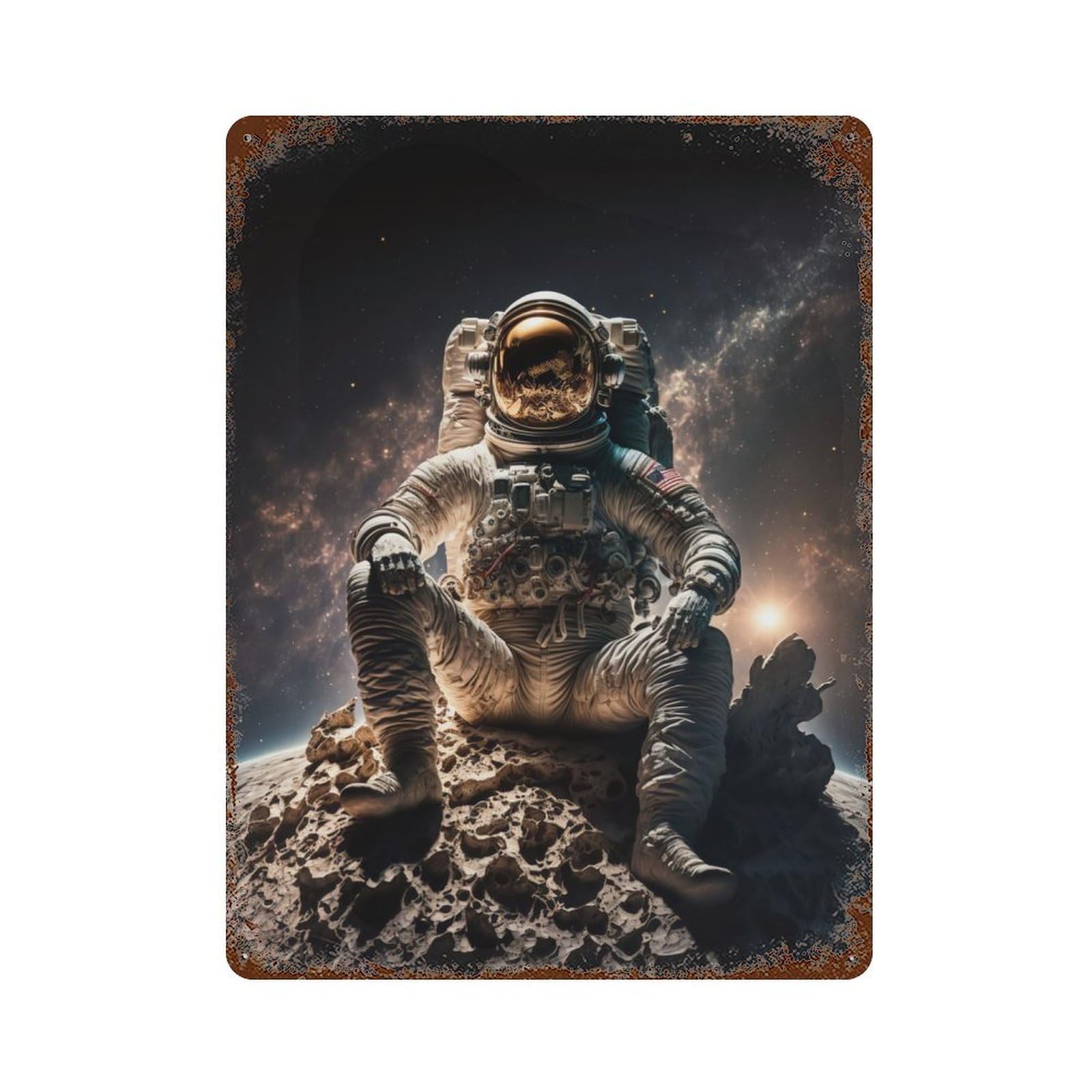 Garage Style Cosmic Contemplation Rusty Metal Tin Sign 15.7"x11.8", Farmhouse Wall Decor for Bar And Workshop