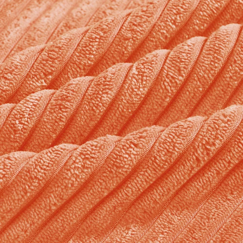 pack of 4, corduroy pillow covers 18x18, soft striped velvet throw pillow covers for couch, bedroom, car - solid cushion cases, orange