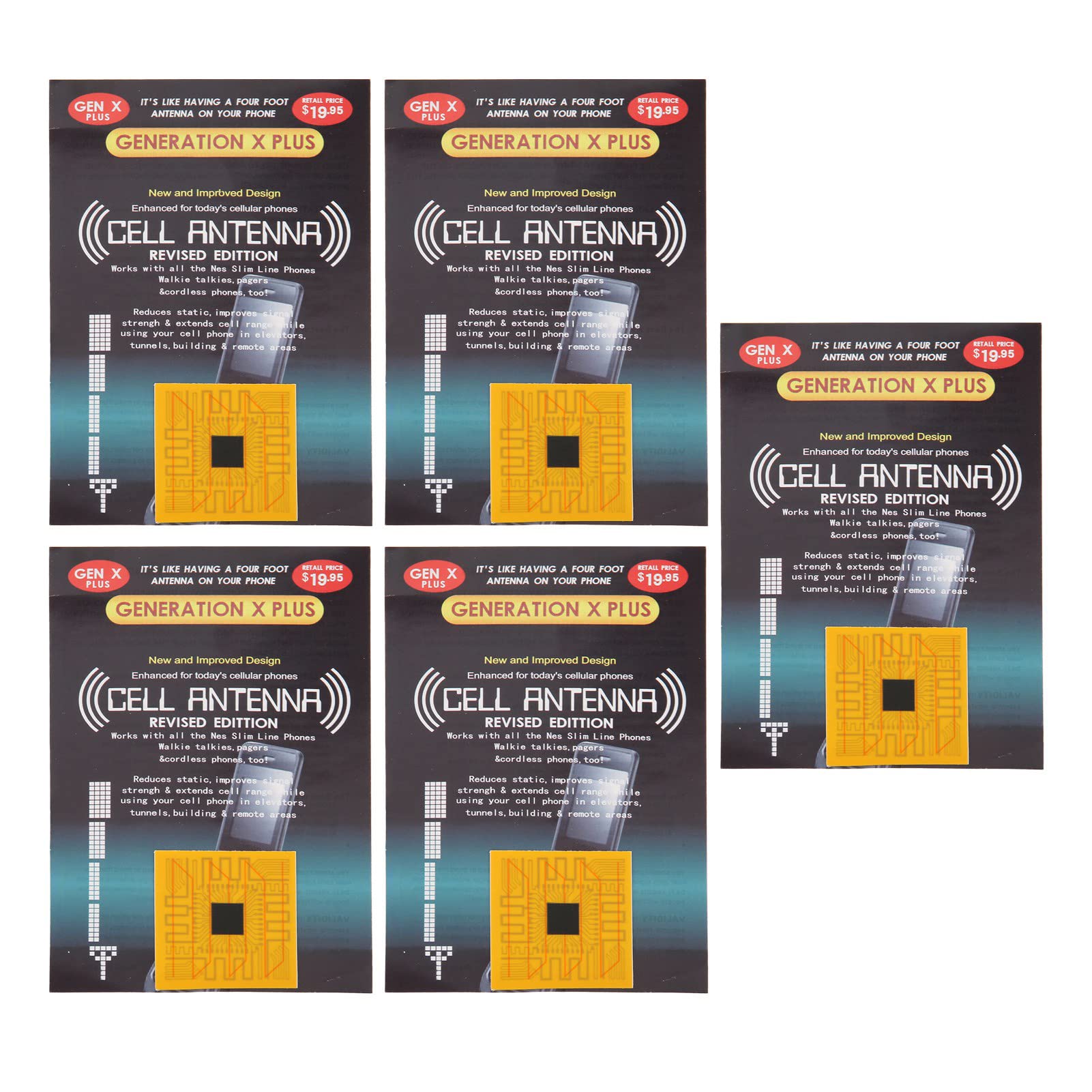 Heayzoki 5PCS Gold Mobile Phone Signal Enhancement Stickers