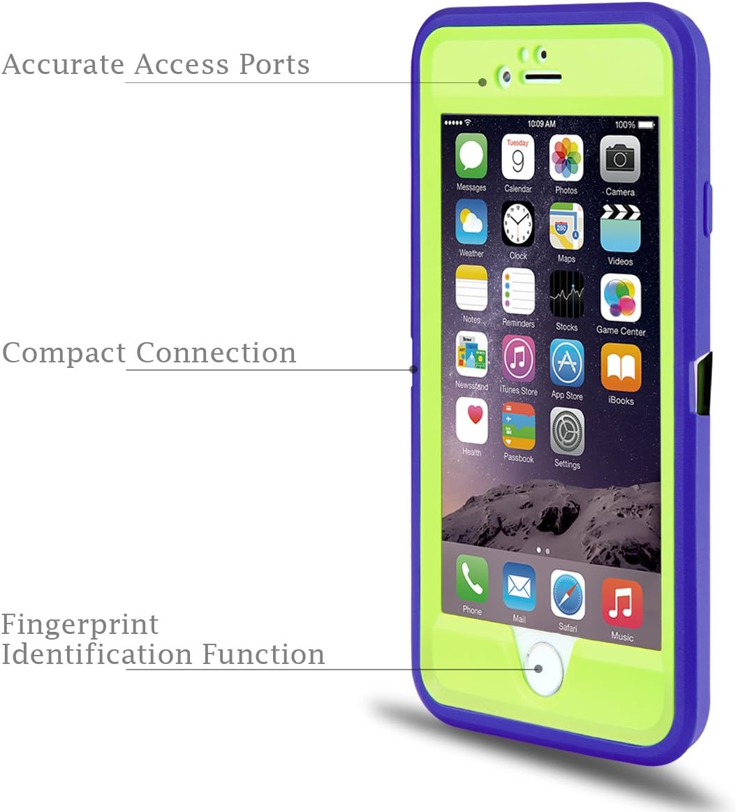 iPhone 6 Case,iPhone 6S Case MBLAI Defender 4 Layers Rugged Rubber Shockproof Waterproof Drop Proof Built-in Screen Protector with Belt Clip&Kickstand Case Cover for iPhone 6/6s[4.7 inch](Purple)