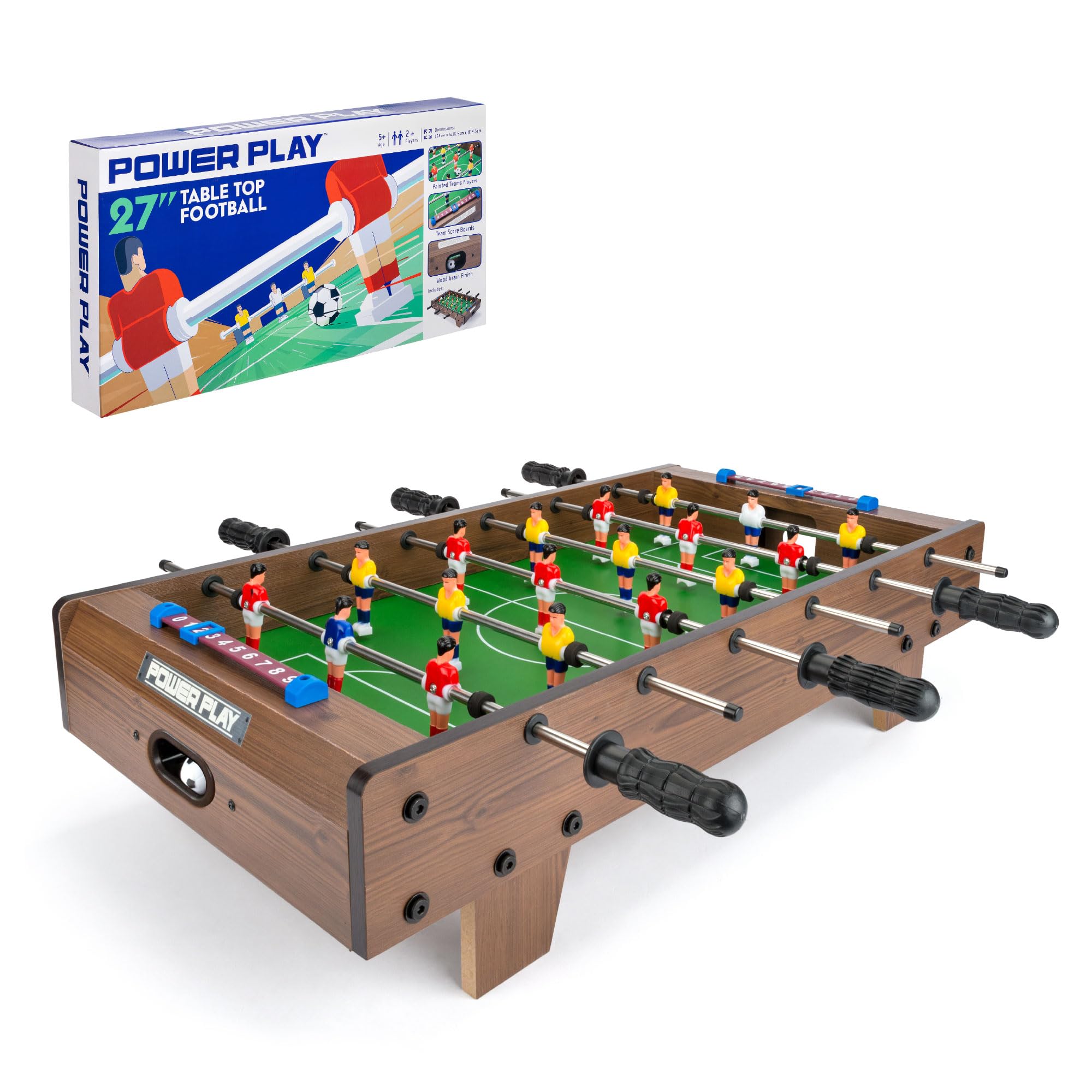 Power Play | Table Top Football Game, Wooden Outdoor Indoor Game for Kids and Adults, Large 27Inch