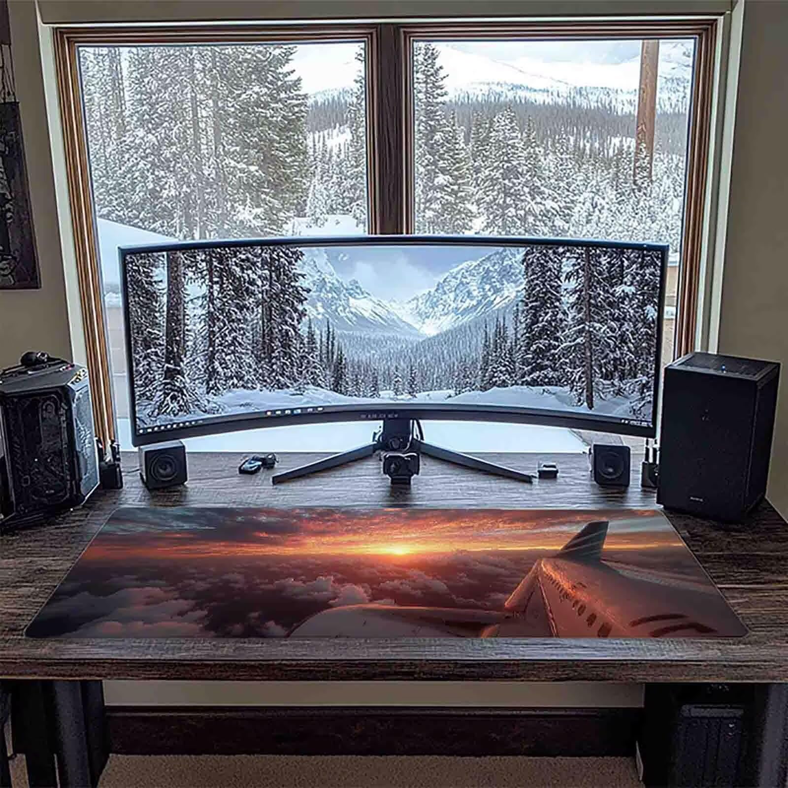 Tappetino Mouse XXL 1200x600mm Rosa Mousepad Aereo Tappetino Scrivania Grande, con base in Gomma Antiscivolo, Impermeabile Sottomano Scrivania per Computer, Ufficio, Accessori Gaming Mouse Pad 5-2279u