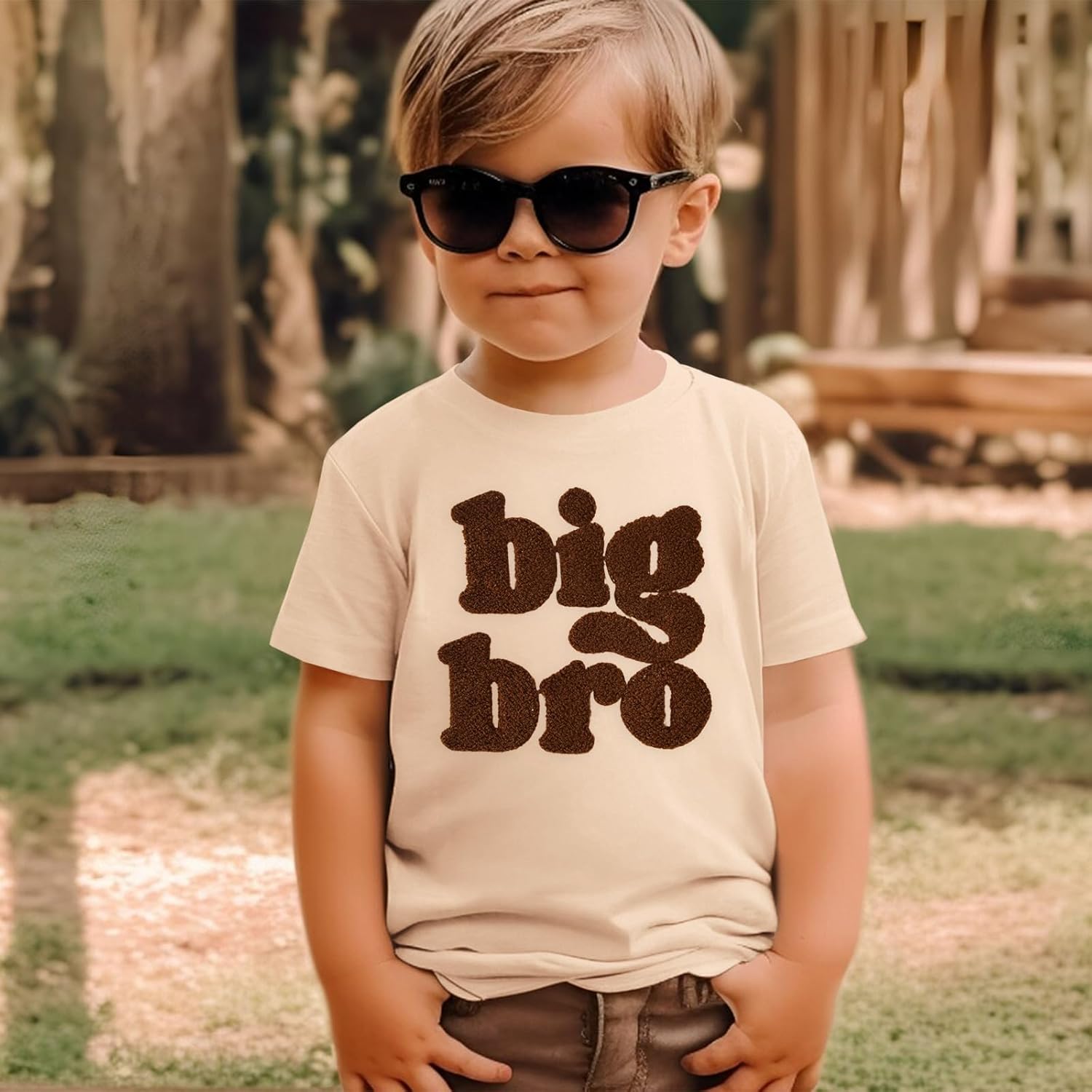 Big Brother Shirts for Toddler Baby Boy Big Bro Chenille Patch T-Shirt Big Brother Announcement Short Sleeve Tee Tops - Image 3