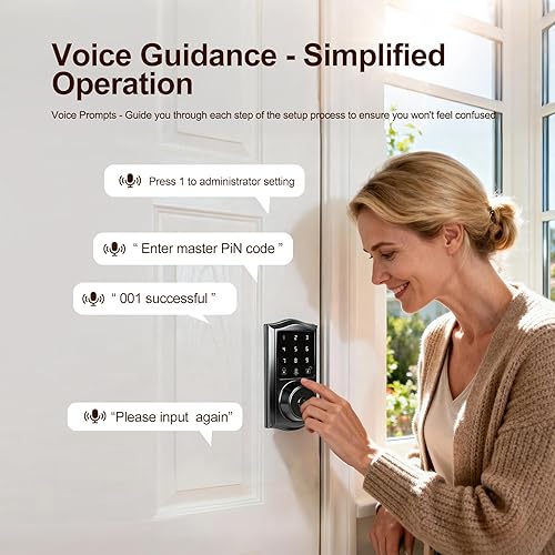 Miniatura 3 de Cerradura inteligente para puerta de entrada sin llave con control de aplicación, cerrojo electrónico de teclado con pantalla táctil con timbre,