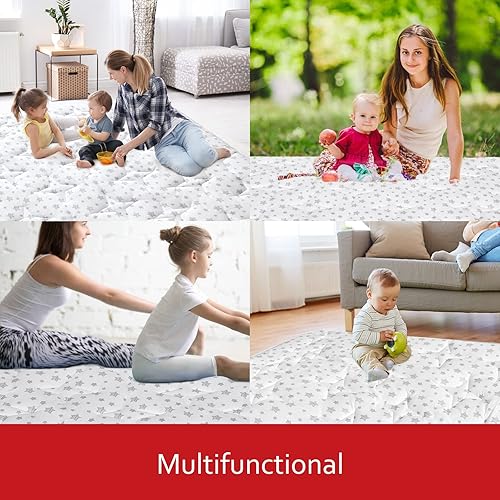 Miniatura 47 de Tapete para corralito de bebé de 47 x 47 pulgadas, tapete de una pieza antideslizante acolchado para bebé para jugar de 47 x 47 pulgadas, tapete