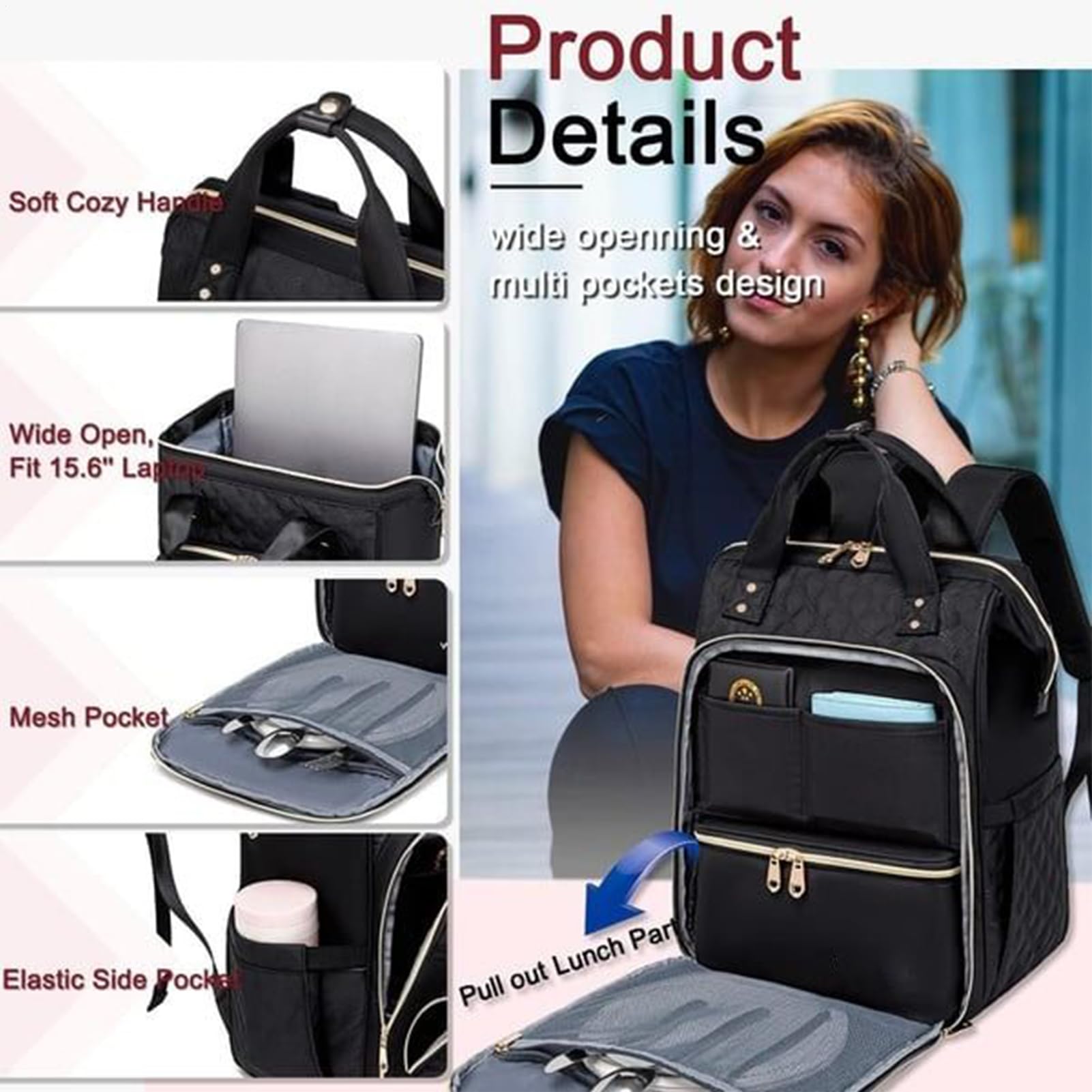 Zaino Portapranzo – Borsa Per Laptop Con Scomparto Più Fresco, Spazio Per | Il Lavoro Quotidiano Alla , Design Leggero E Resistente, Tasche Multiple Per Organizer, Comodi Spallacci | Per Le Vacanze