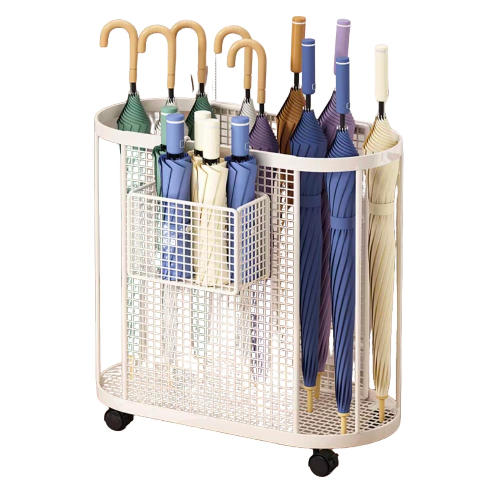 Porte-parapluie moderne blanc métallique pour éviter les sols mouillés