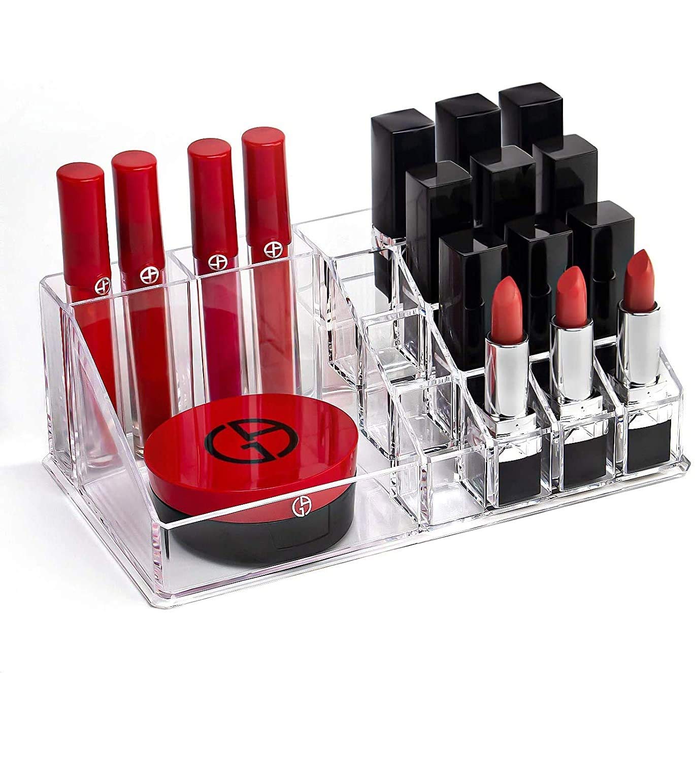 NETXE Cosmetic Organizer 16 Compartment Cosmetic Makeup Jewelry Acrylic Lipstick Storage Organizer Box lipstick and nail paint stand holder