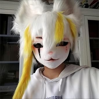 5Pcs DIY Full Face Anime Animal Mask,Funny Paintable Fursuit Head Base,Wearable Kawaii Party DIY Therian Gear Stuff Accessories