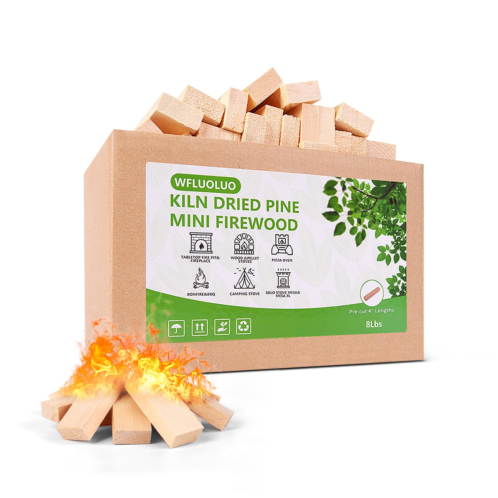 WFLUOLUO 4" Lengths Mini Fire Sticks Wood,Pine Kiln Dried Firewood,Small Barkless Kindling Logs,Solo Stove Accessories Prefect for Solo Stove Mesa,