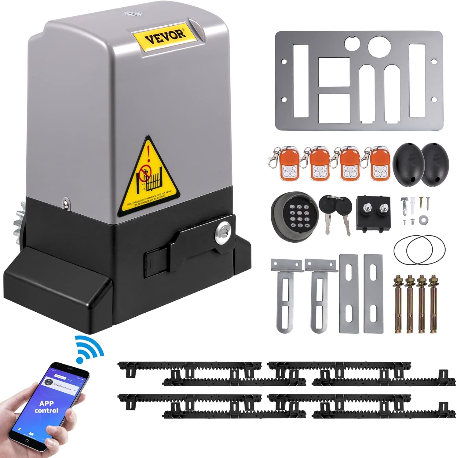 VEVOR Sliding Gate Opener, 1800 KG 4 m, Automatic Sliding Gate with 4