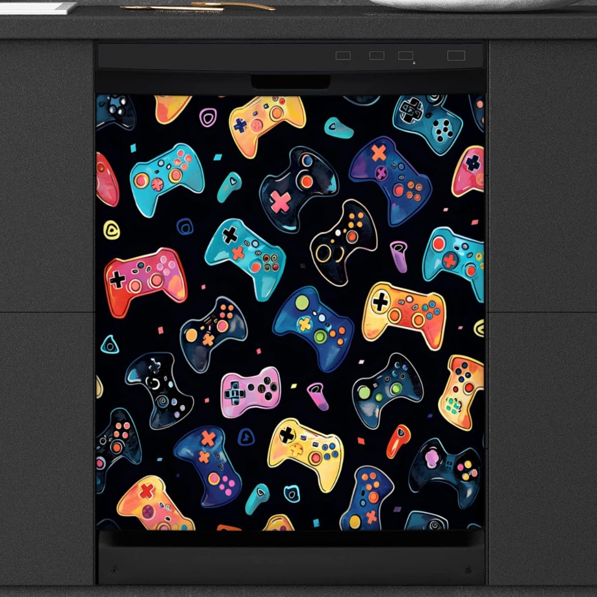 Game Color Console Dishwasher Magnet Cover Reusable Decorative Magnetic Door Cover Dishwasher Covers for The Front Magnetic Kitchen Refrigerator Appliance Decor 23 x 26 Inches
