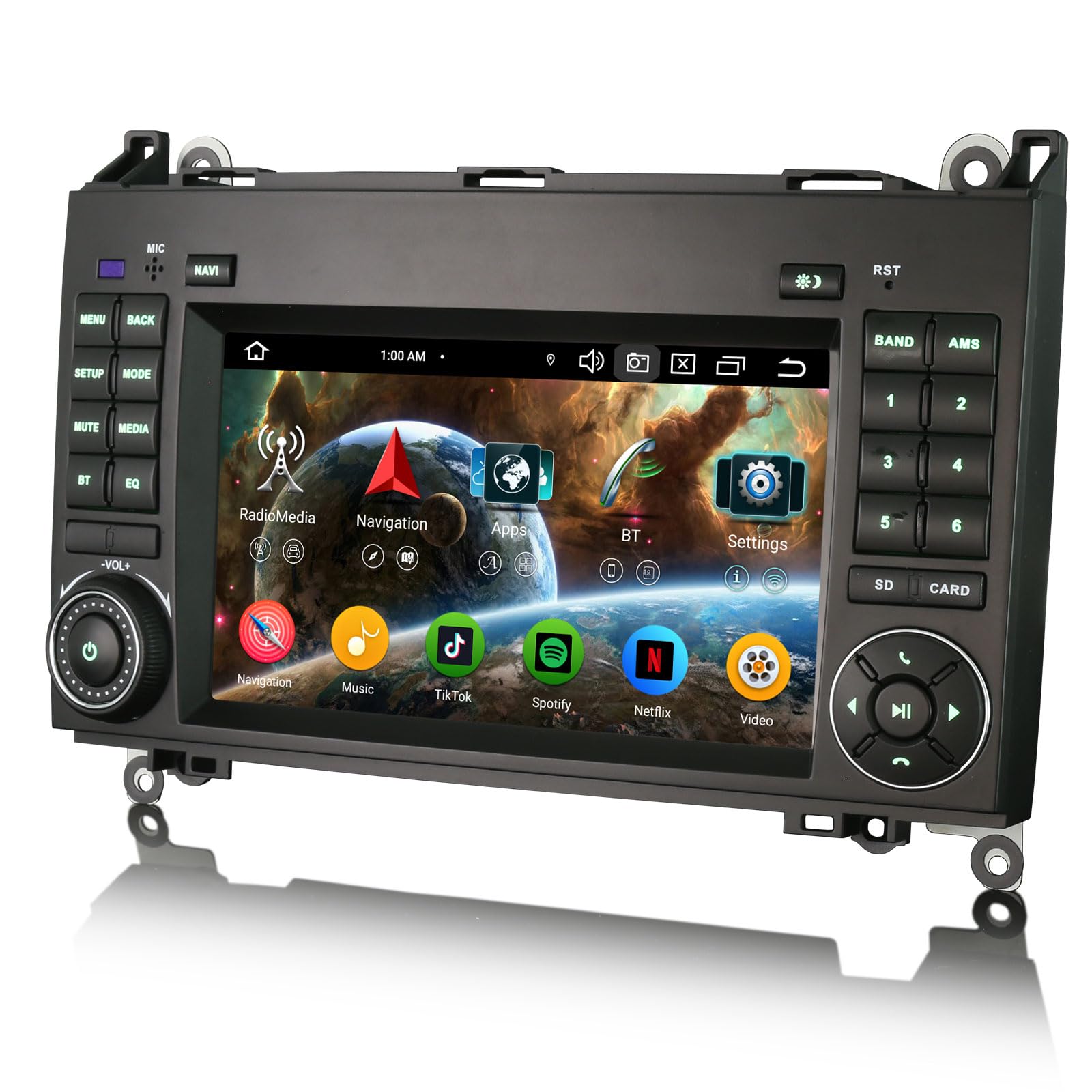 Erisin radio samochodowe 7" 8-rdzeniowe 4GB+64GB z systemem Android 14, Bluetooth, GPS, nawigacja do Mercedesa Klasa A W169, Klasa B W245, Viano, Vito, Sprinter, VW Crafter, Canbus, CarPlay, Android