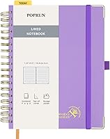 Vista 25 de POPRUN Lined Spiral Journal Notebook for Women & Men, 7-1/4" x 9-1/2", 220 Numbered Pages, College Ruled Hardcover Notebook for Work, Journals for