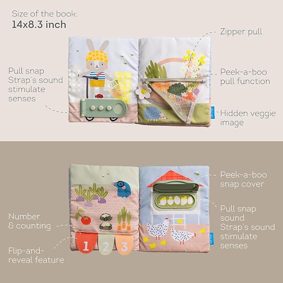 Taf Toys Busy Book for Toddlers 1-3 - Montessori Toys for 1 2 Year Old Boy Girl Birthday Gifts - Busy Book with Zippers, Buckles, Laces - Educational Learning Travel Toy Activity Books
