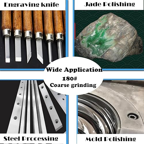 Miniatura 5 de Juego de piedras de afilar, 6 piezas de afilador de madera 180# 180, palos de lijado de piedra de afilar, juego de pulido grueso para afilar cincel