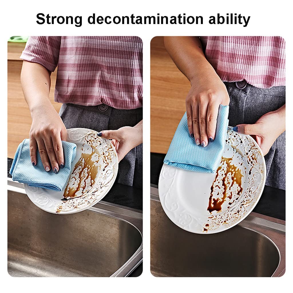 Panno for la pulizia, Panni in microfibra for squame di pesce, Confezione da 20 panni in microfibra, Panno multiuso for la pulizia di squame di pesce, Assorbe l'acqua senza lasciare tracce, Riutilizza