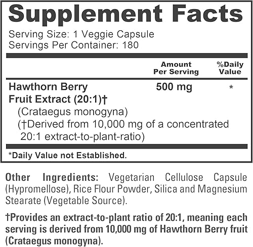 Miniatura 4 de NusaPure Hawthorn Berry 10,000 mg por cápsulas vegetarianas, 180 unidades, extracto 20:1, vegano, sin OMG