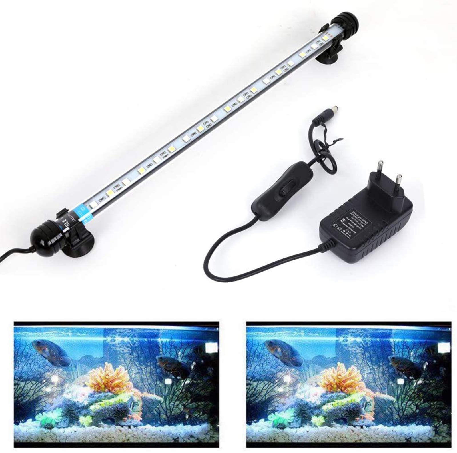 SolarNovo LED Luz de acuario Iluminación subacuática Cubierta ligera superior Lámpara impermeable para tanque de peces con control remoto Cambio (Azul & blanco, 1.8 * 18cm) — view 15