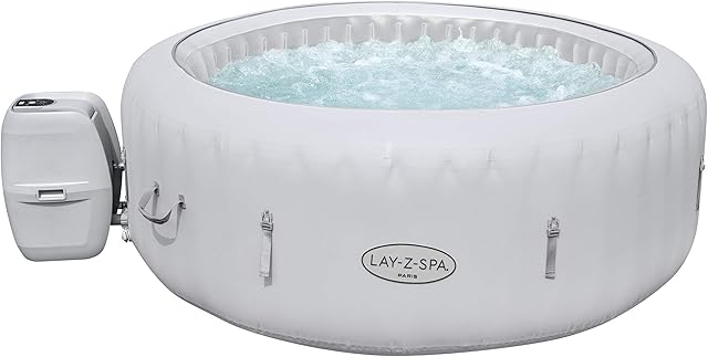 Lay-Z-Spa Paris Hot Tub with Built In LED Light System, 140 AirJet Massage System Inflatable Spa with Freeze Shield Technology, 4-6 Person