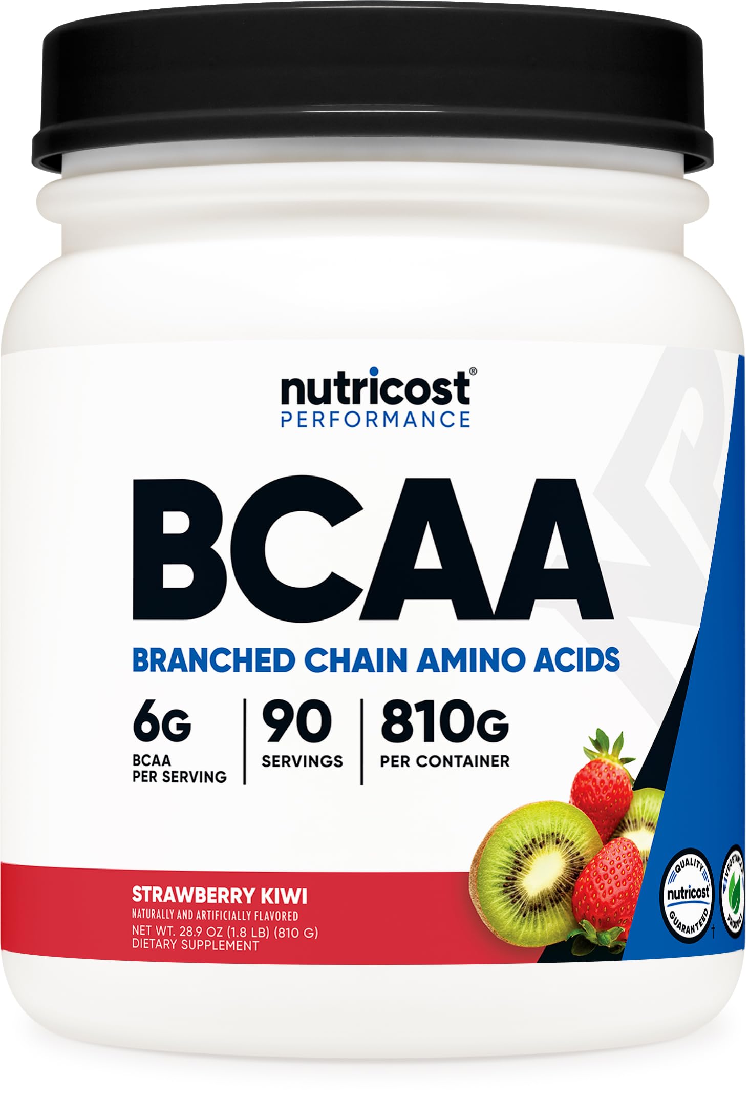 NutricostBCAA Powder (Strawberry Kiwi, 90 Servings) - Optimal 2:1:1 Ratio