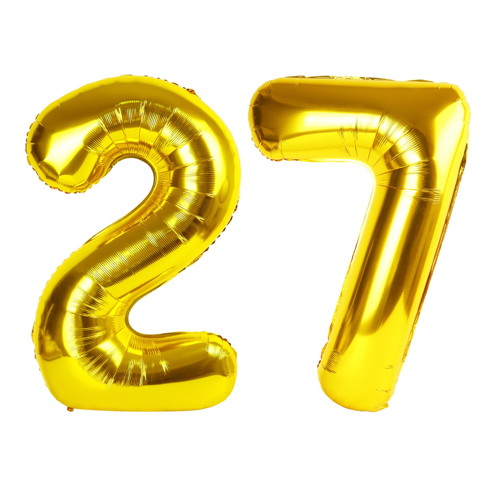 Gold 27 Balloon - Number Balloon 40 Inch, 27th Gold Birthday Decorations