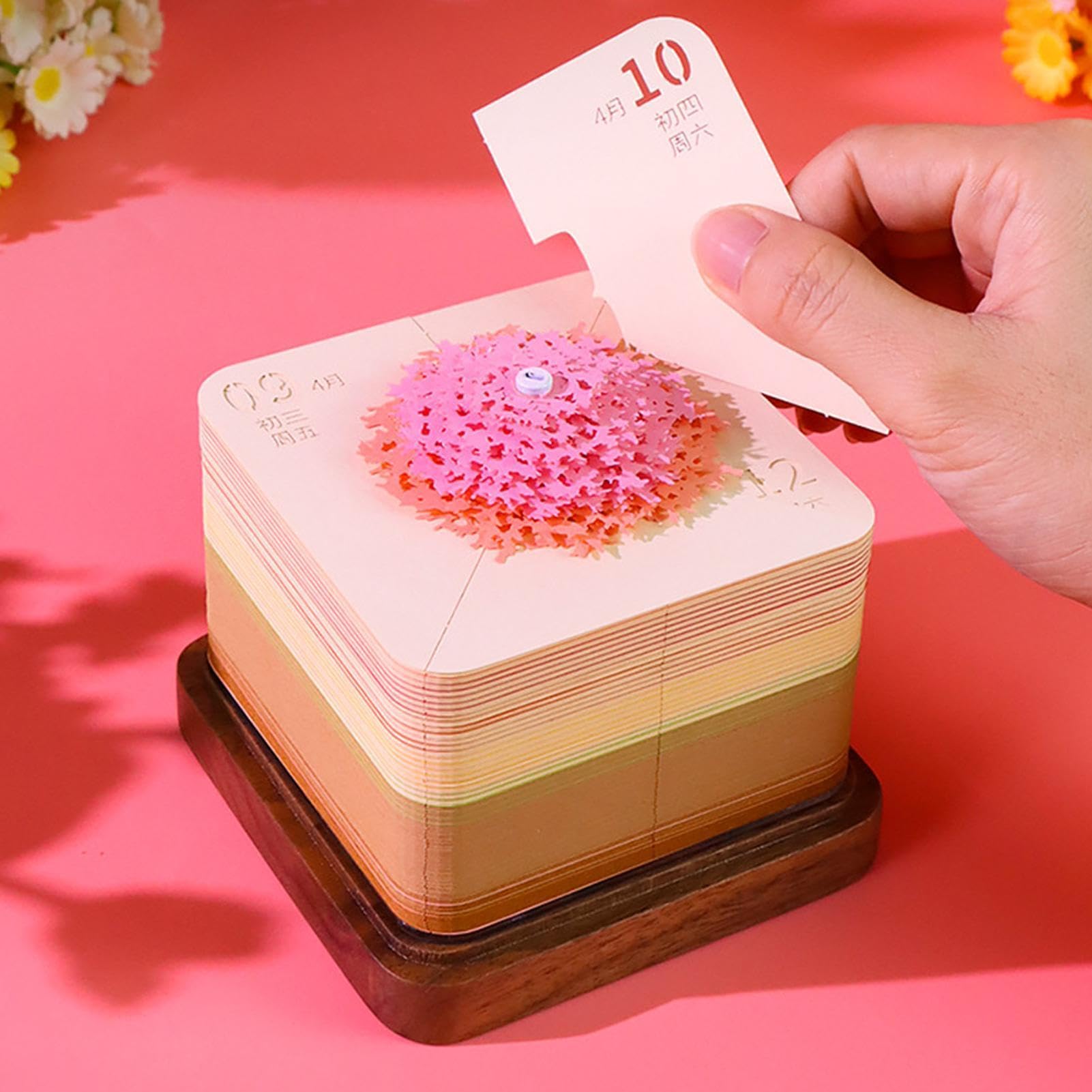 Generisch 3D Papierskulptur Kalender - und Hausdesign-Kunsthandwerk | Mit Klarer Staubabdeckung Abreißpapier Kalenderskulptur Für Lehrer, Schüler, tägliche Aufgaben, Habit-Tracking, Lesezeichen,
