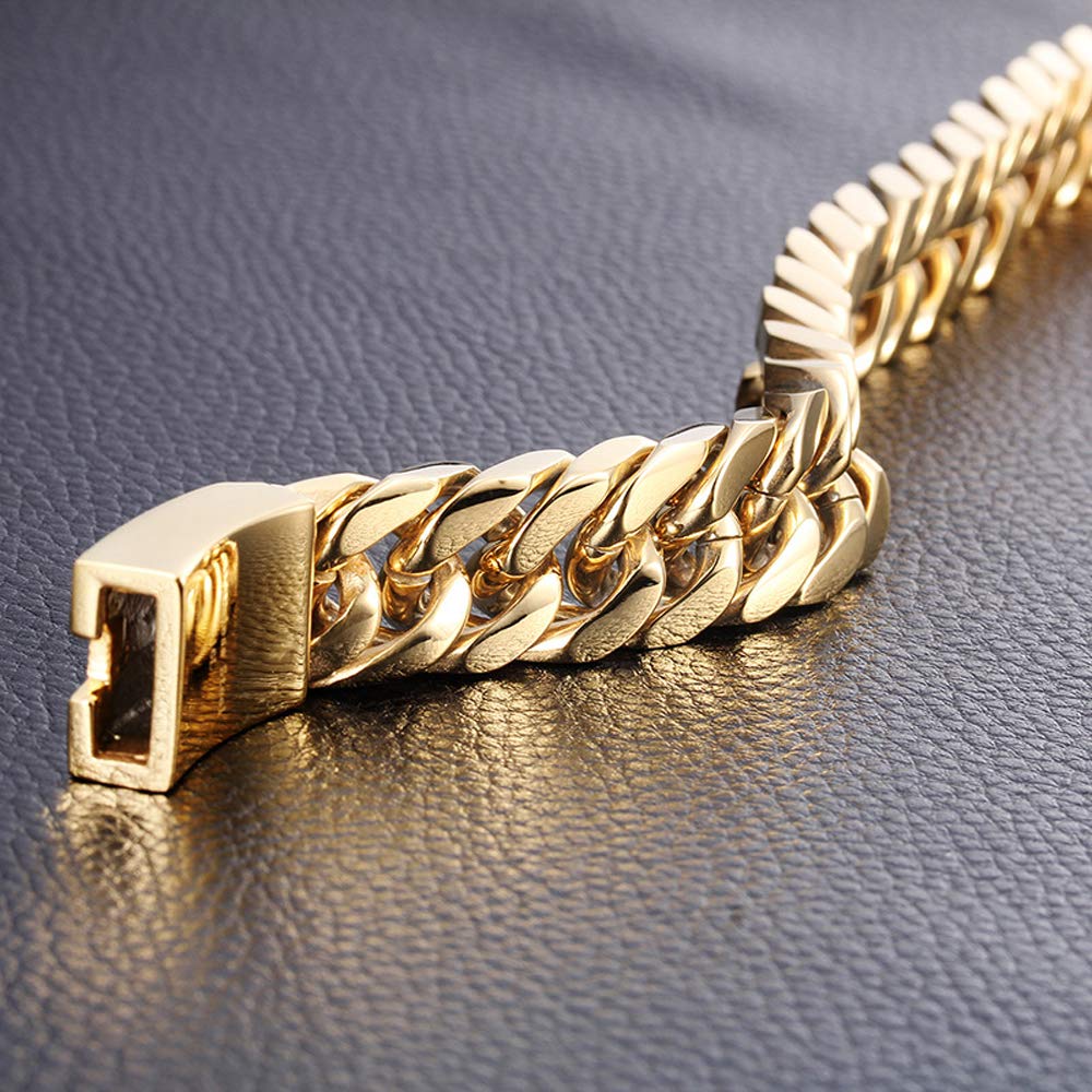 Mode Titan Stahl Armband, 18 Karat Vakuum Beschichtung Armband Persönlichkeit Herrschsüchtig Männer Titanium Stahl Armband, Geburtstage, Jahrestage oder eine Überraschung Exquisit, Golden