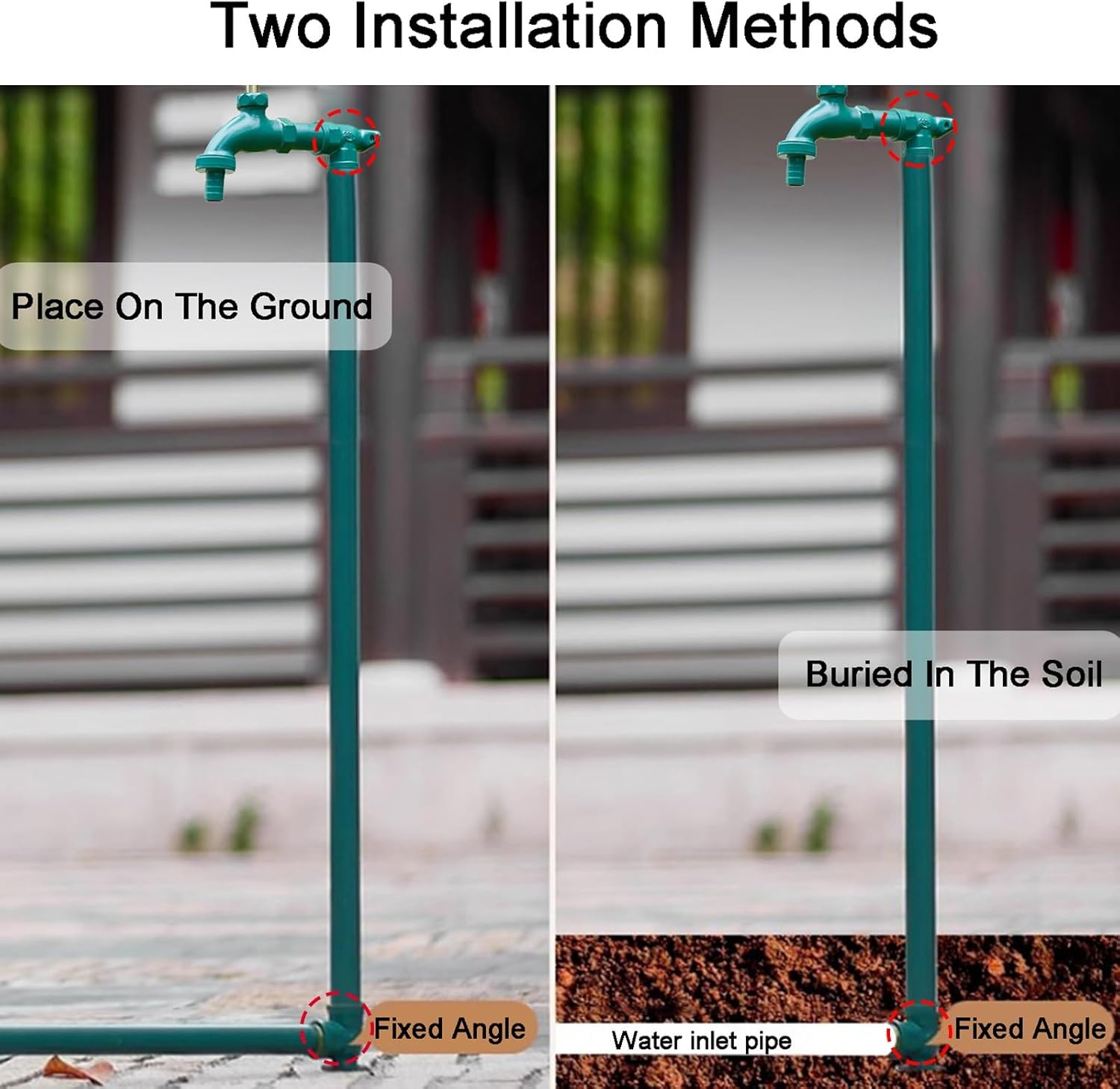 39in Vertical Garden Water Column - Copper Floor Water Feature with Double Outlet Faucet, Antifreeze Insulation, Elegant Gold Design for Outdoor Gardening & Decor