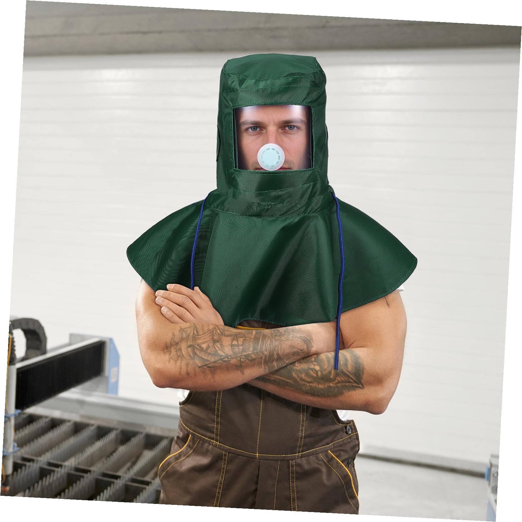 SOIMISS Casque de Sablage Vert pour Sand Blaster, Équipement de Protection Respirant en PC et Tissu, Confortable à Porter, Ponçage Protection la Poussière