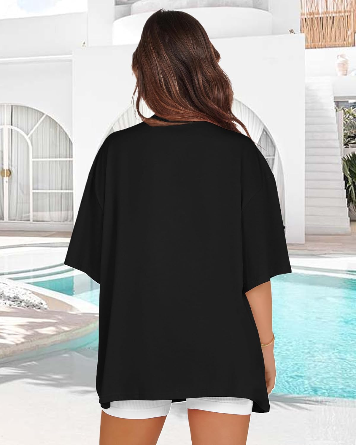 Oversized Tshirts for Women V Neck Short Sleeve Summer Casual Basic Loose Tops - Image 8