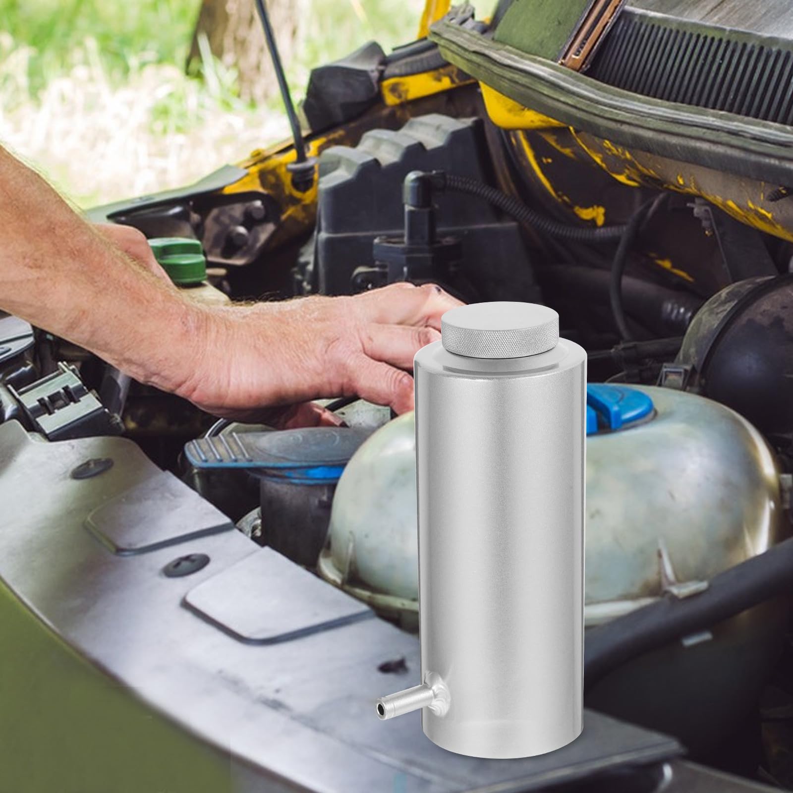 Outanaya Kit de Réservoir D'appoint pour Liquide de Refroidissement Voiture 800ml en Alliage D'aluminium Vase D'expansion et Trop-plein pour Radiateur Automobile