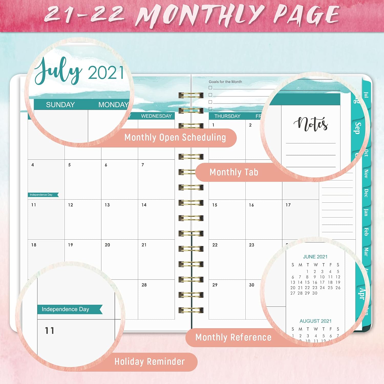 2021-2022 Student Planner - Monthly and Weekly Student Planner 2021-2022 with Flexible Cover, July 2021 - June 2022, 6.3" x 8.4", Academic Planner with Back Pocket + Twin-Wire Binding : Everything Else