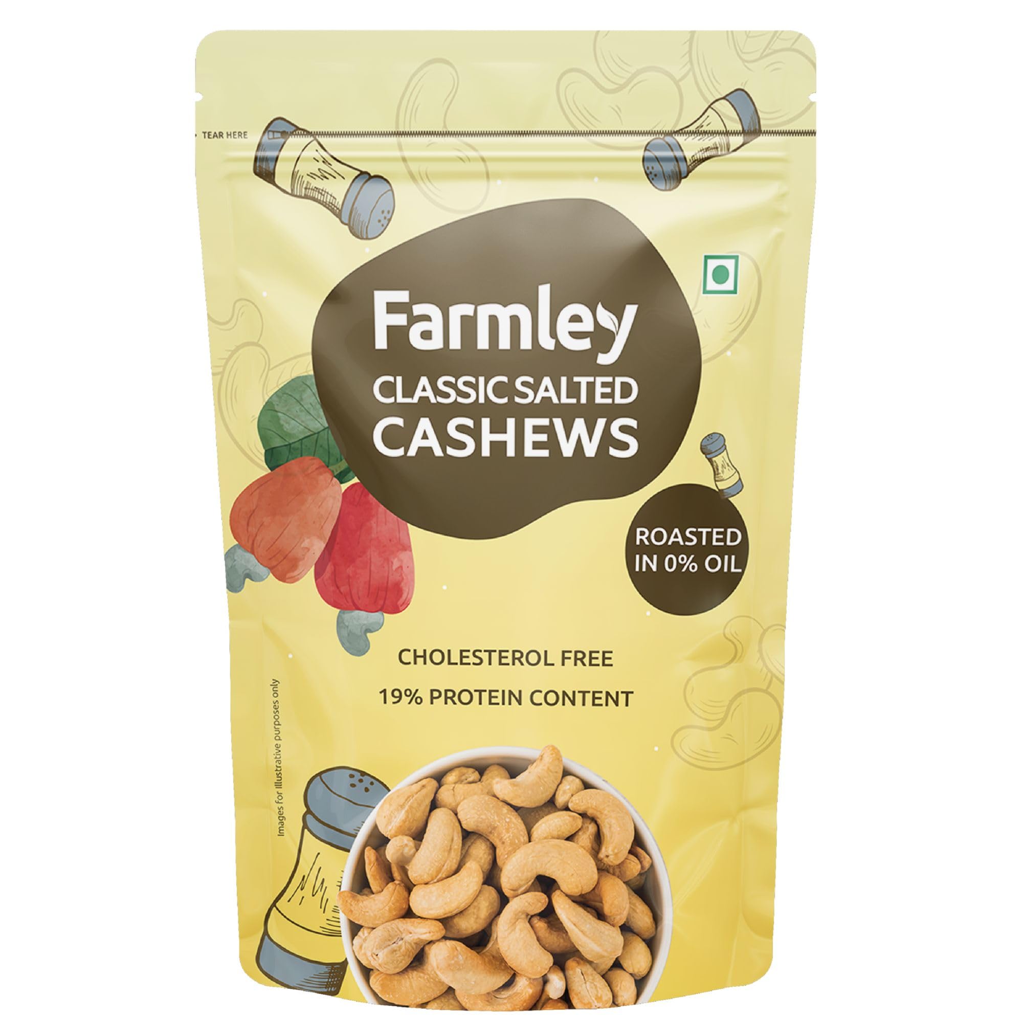 Farmley Premium Classic Salted Roasted Dry Nut Cashew Snacks 160g | Rich in Protein | Crunchy & Delicious (B08P3QNN2F) Amazon Price History, Amazon Price Tracker