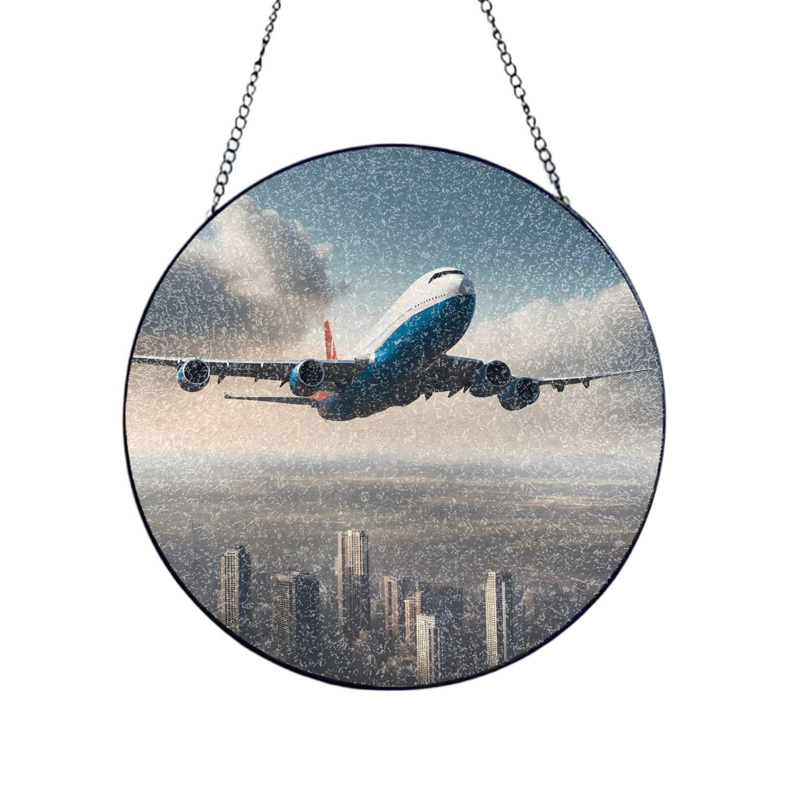 Attrape-soleil en vitrail d'avion, idée cadeau originale pour passionné d'aviation