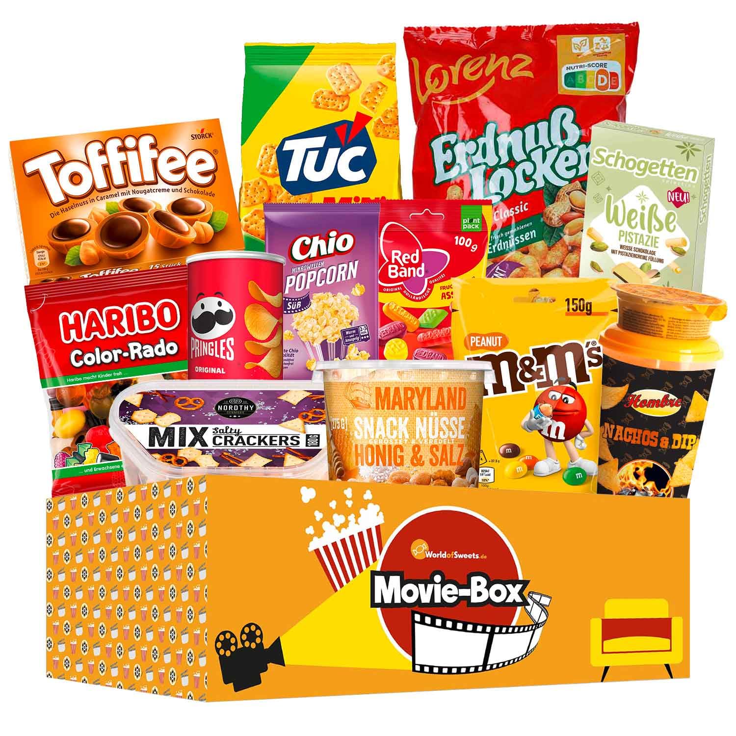 World of Sweets Movie-Box Snack-Geschenkset, Premium-Markenprodukte, 25 x 40 x 16 cm