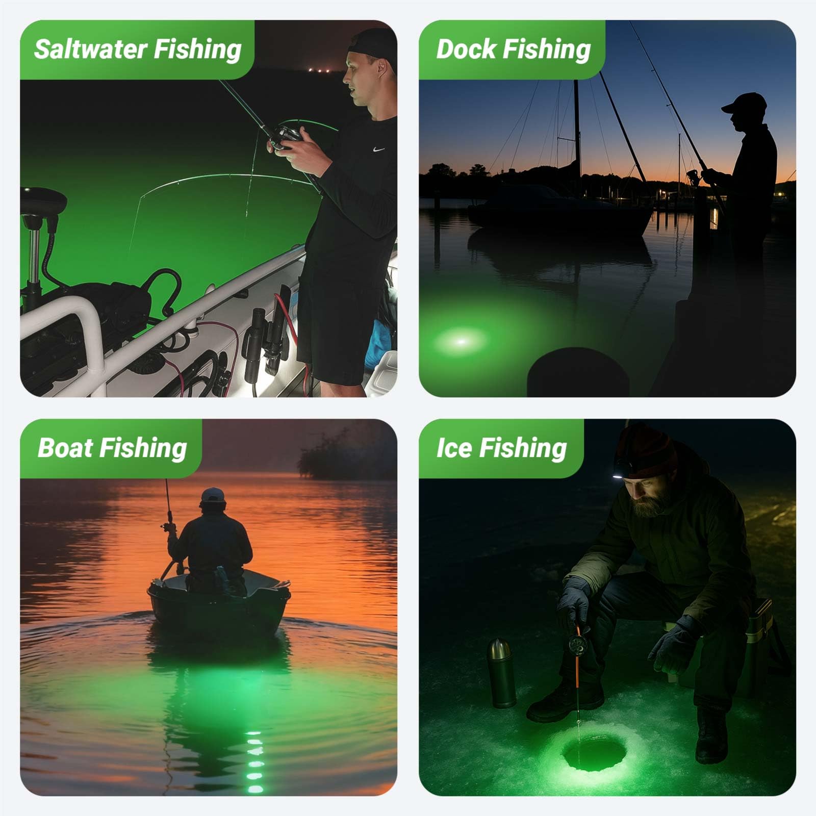 Amazon.com: Underwater Fishing Light, Green Fishing Light, 12V/24V