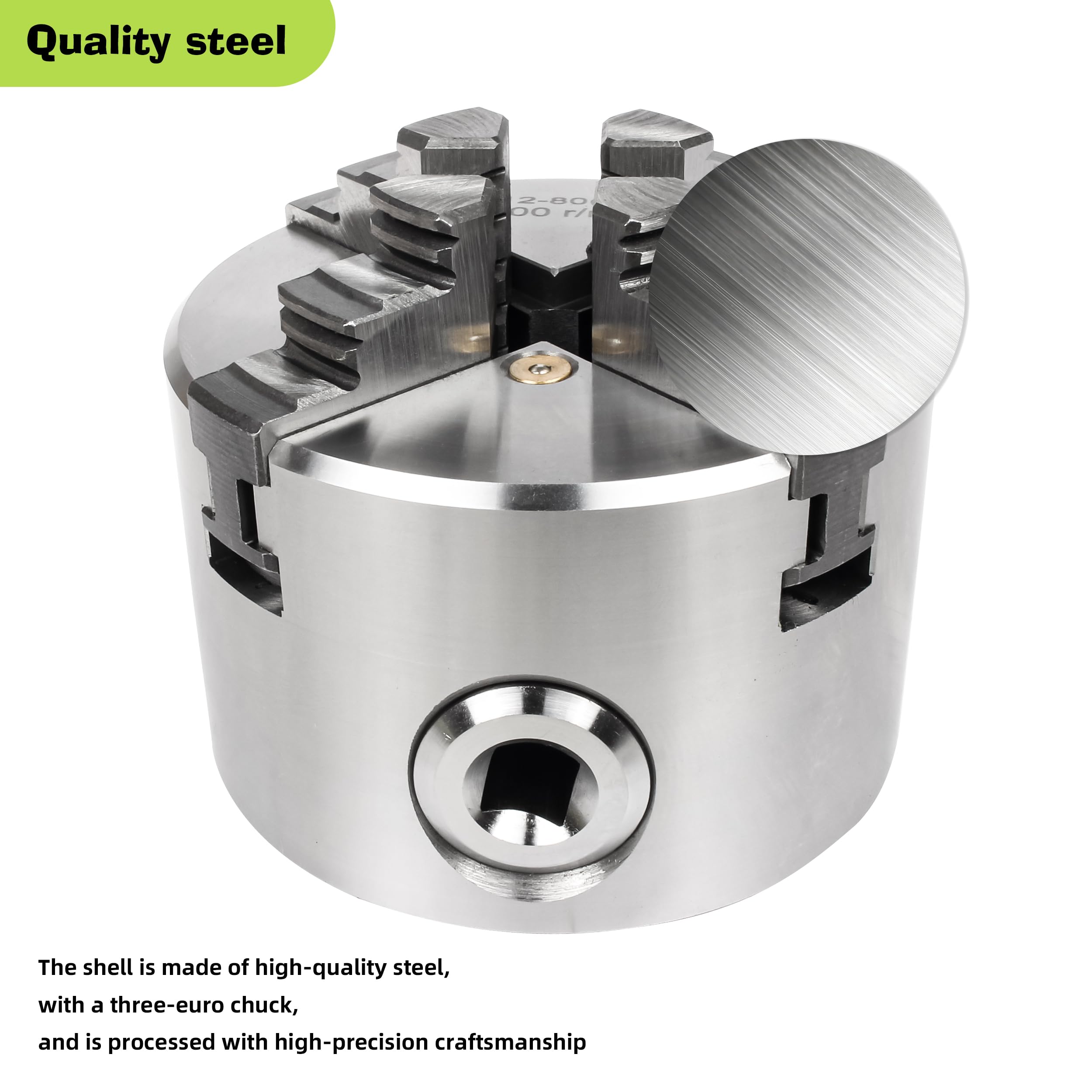 RATTMMOTOR Mandrino autocentrante per tornio K12-80mm a 4 ganasce da 3 pollici 6600R/Min 40N.m 10KN, Centro di lavoro di precisione Mandrino per tornio in metallo per legno Mandrino da 16 mm Foro