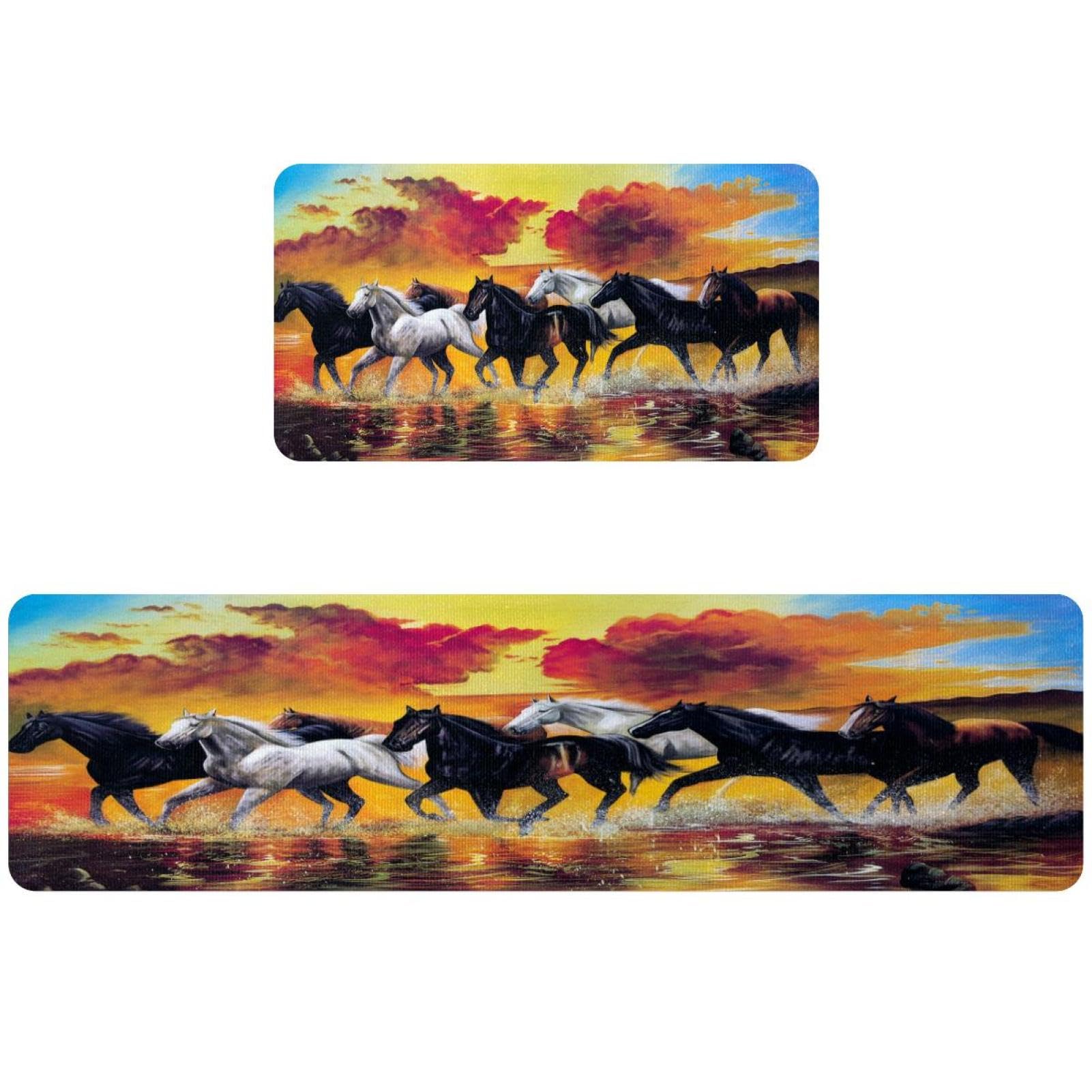Alfombra de cocina con diseño de caballos para pasillo antideslizante