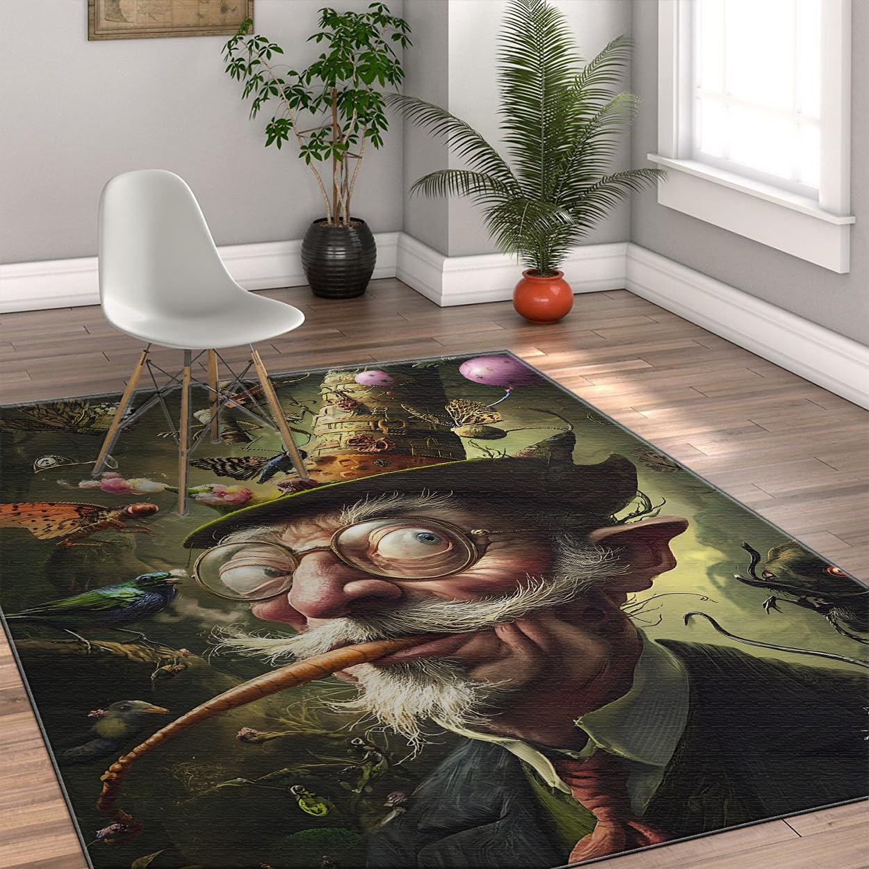 240x300cm Tapis Lavable Vieil Homme Fantaisie Halloween