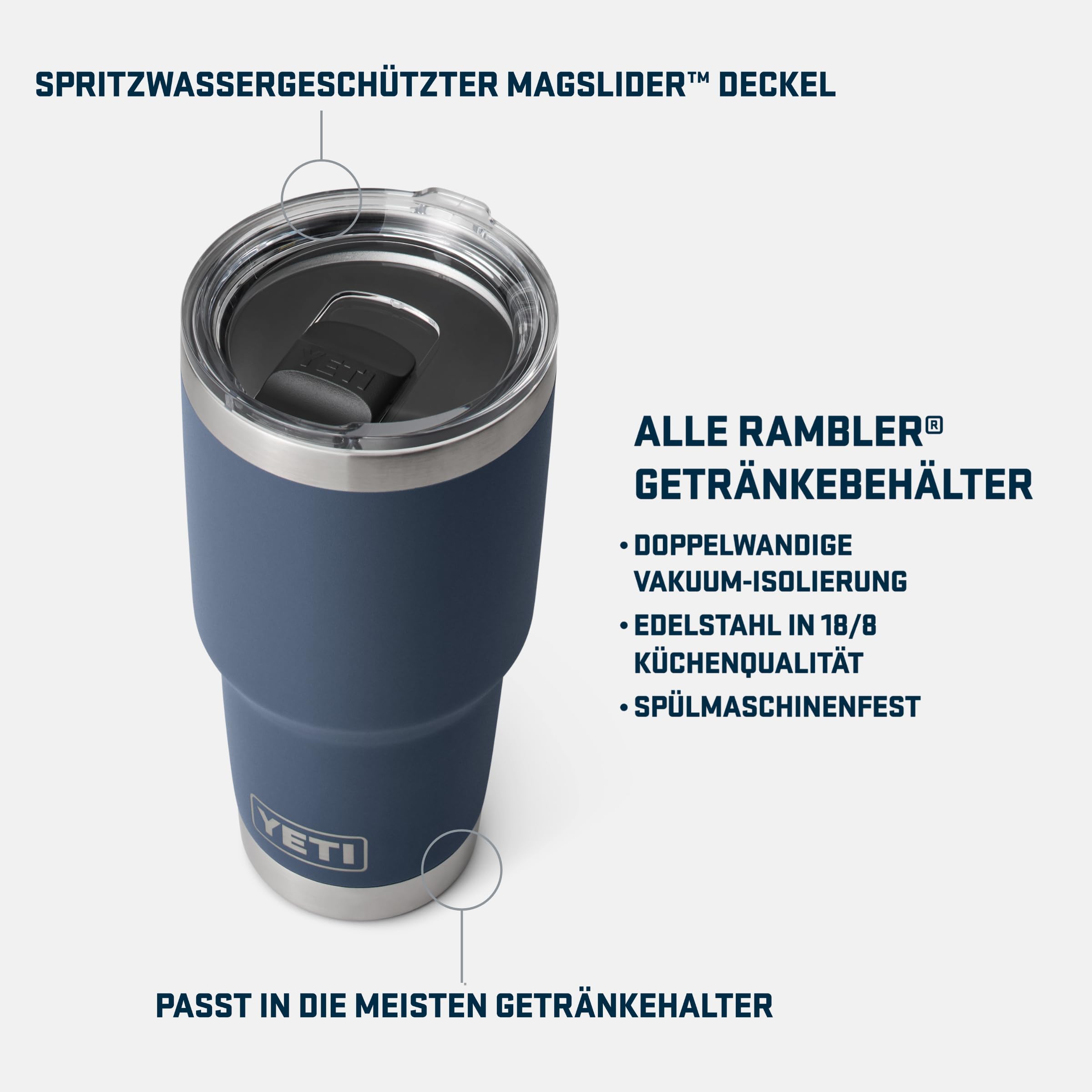 YETI Ramble Becher Mit MagSlider Deckel, Black, 30 oz (887 ml)