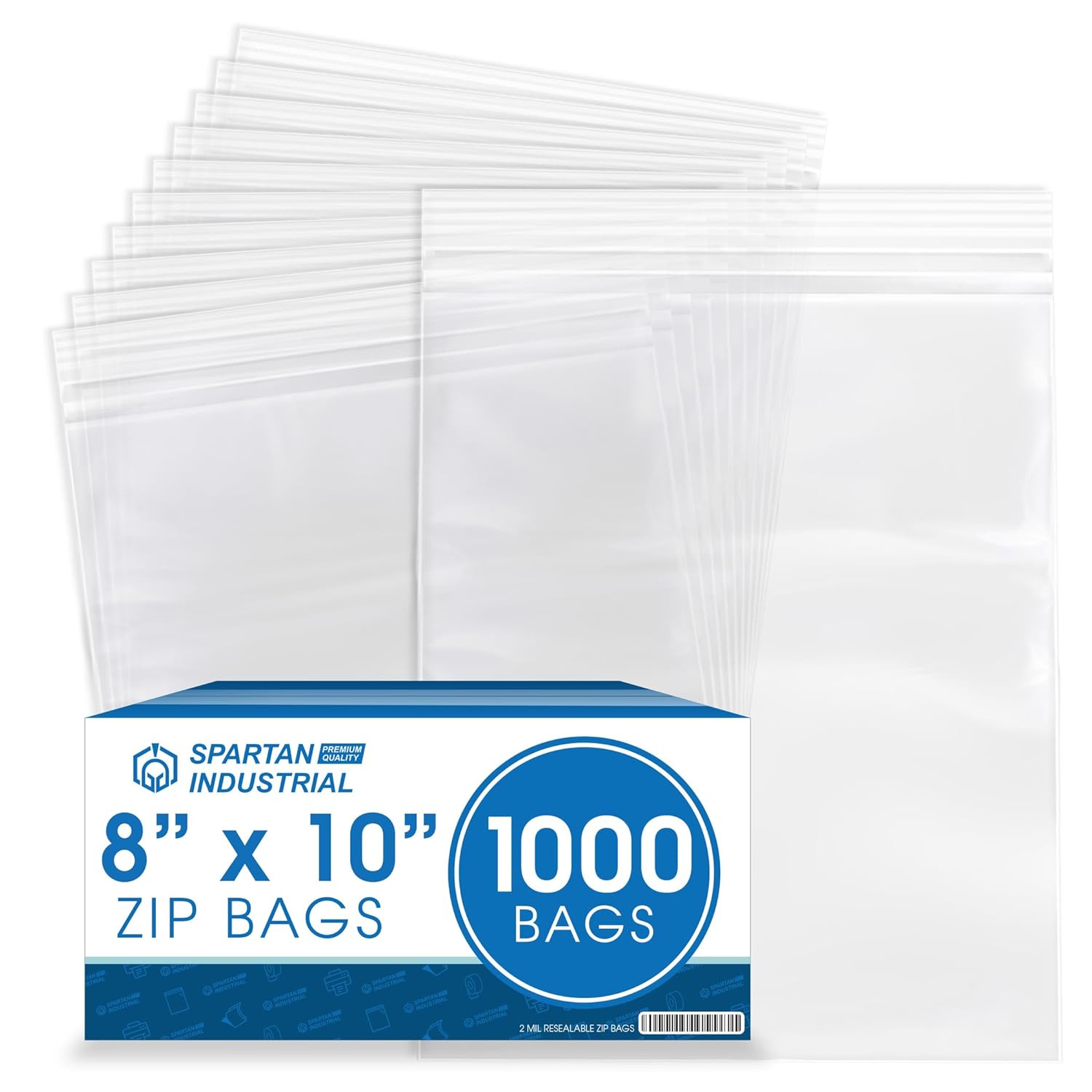 Spartan Industrial 8x10 Clear Zip Bags, 1000 ct