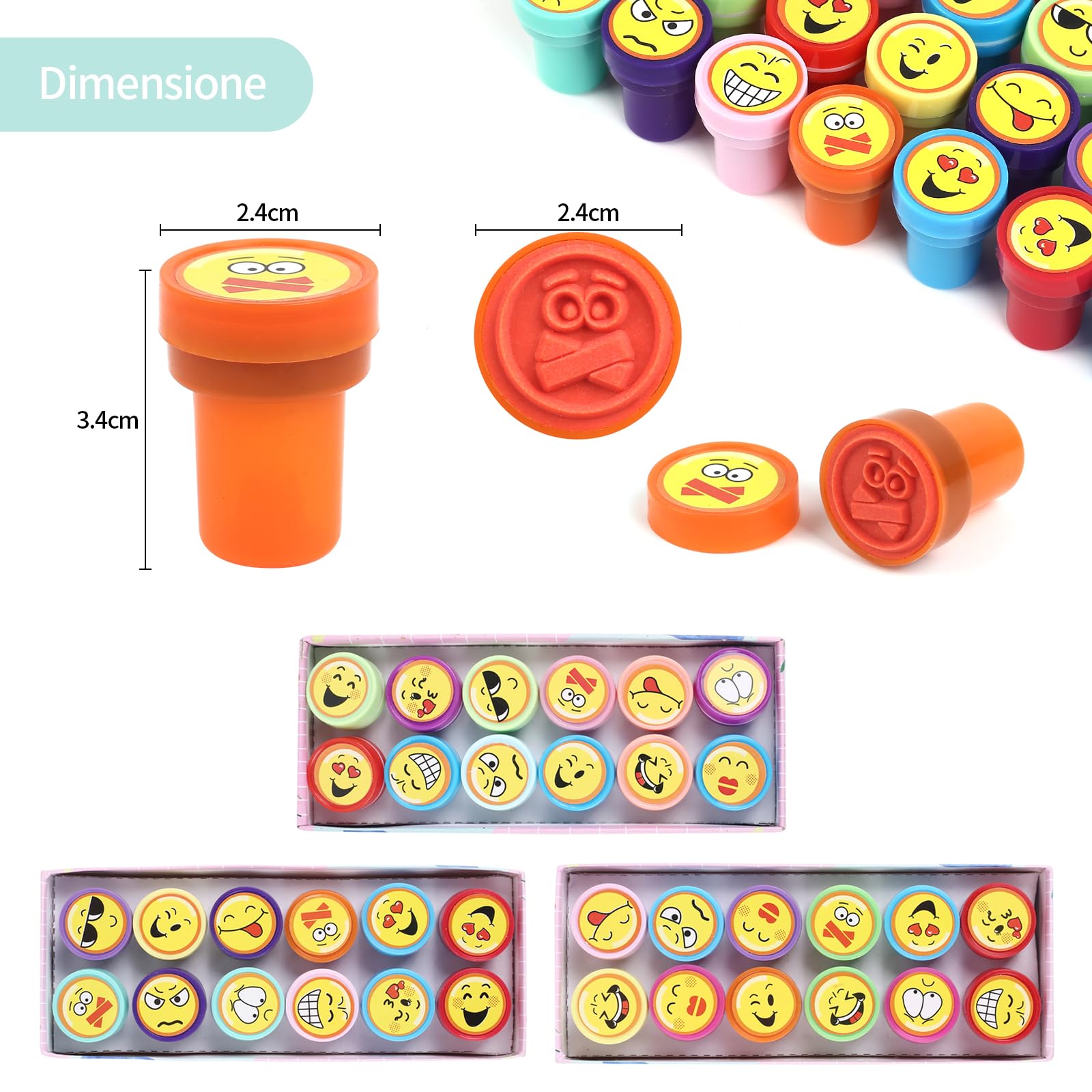 Gudotra 36pcs Sellos para Niños Sellos de Entintado Niños Favor de Fiesta Infantil Regalo de Cumpleaños Cajas de Sorpresas (Emoji)