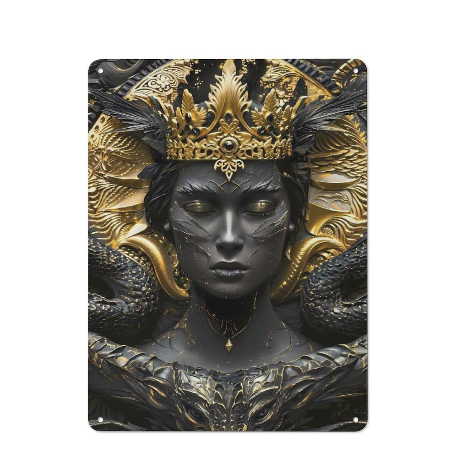 Junmoney Style-2 Dragon Queen Sovereign Vintage Tin Sign 40X30cm, Rustic Bistro Wall Plaque For Coffee Bar, Kitchen, Bistro Or Tea Corner