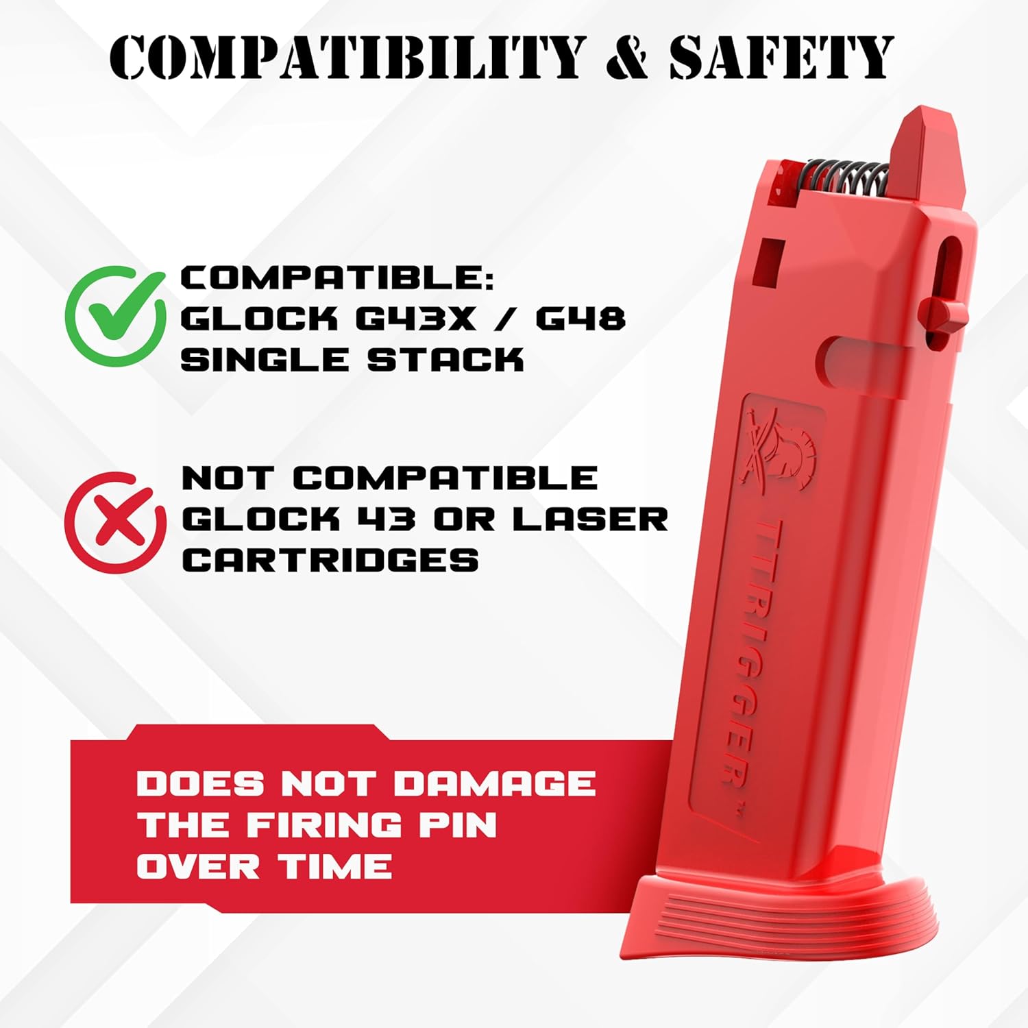 Dry Fire Magazine for Glock 43X & G48 - Safe Dry Fire Practice, Enhanced Trigger Control, Durable Glock Dry Fire Magazine, Not Compatible with 9mm Laser Systems or Glock 43