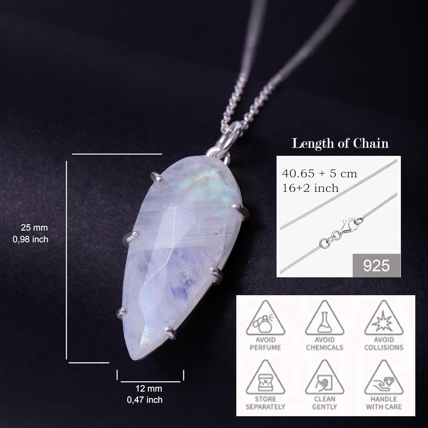 Lunatik Moonstone Necklace for Women, 925 Sterling Silver – Elegant Pendant with Natural Moonstone, June Birthstone Jewelry, Dainty Handmade Gift for Her - Image 2