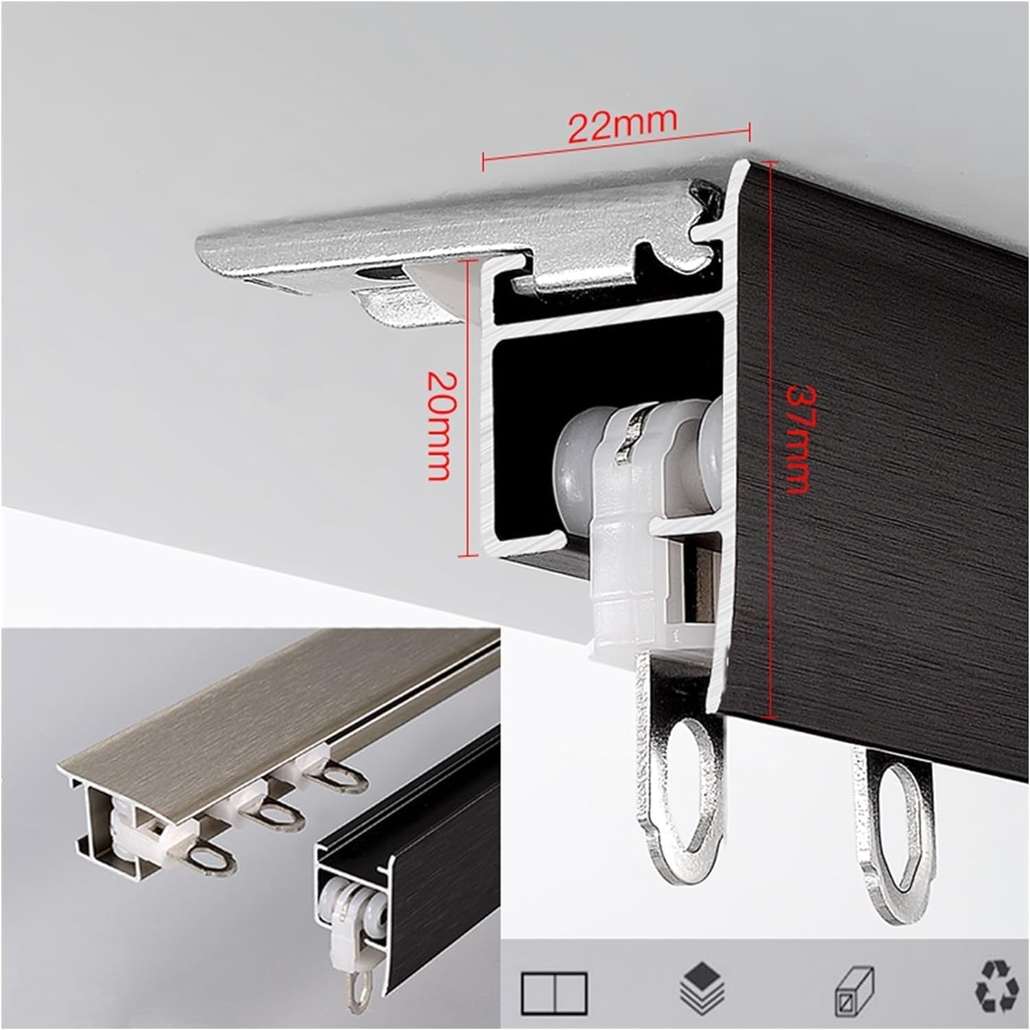 Aluminiowy uchwyt sufitowy ain Track 1-6 m Adjuble ain Rail do dzielnika pokoju, idealny do salonu i sypialni (biały, 4,8 m - 4 x 1,2 m)